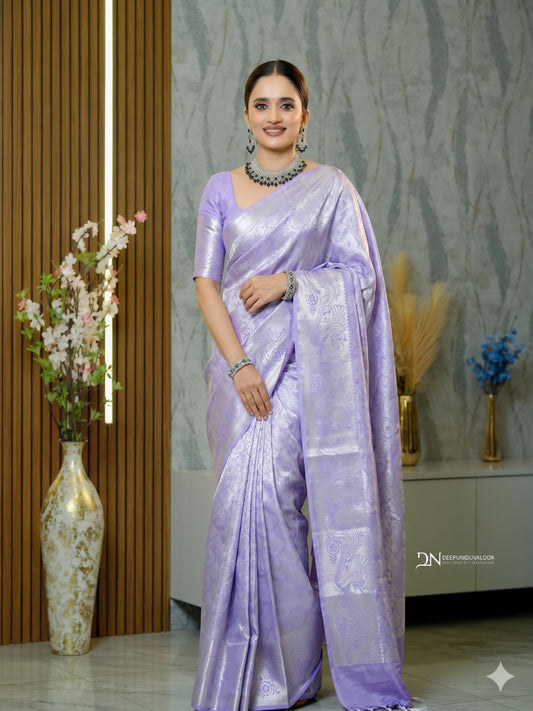 Banarasi Soft Silk Solid Jacquard Weave Saree