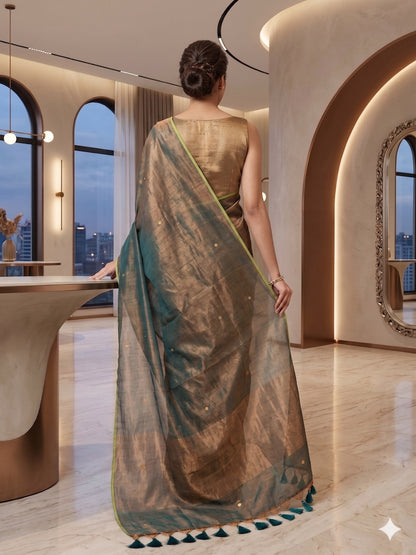 Pure soft Raga Tissue cotton Golden Sequin Saree