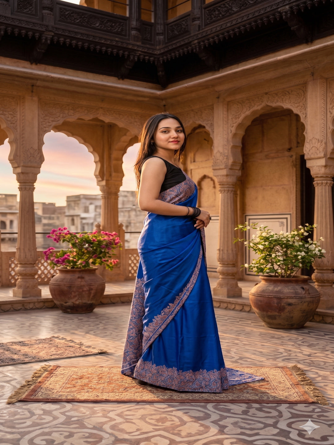 Soft Heavy Mall Cotton Blue &amp; Pink Silk Sarees&nbsp;