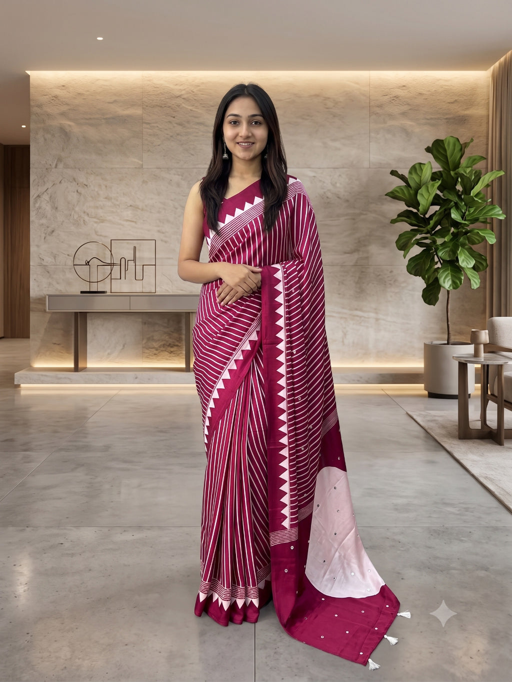 Soft Heavy Mall Cotton Pink & White Silk Sarees