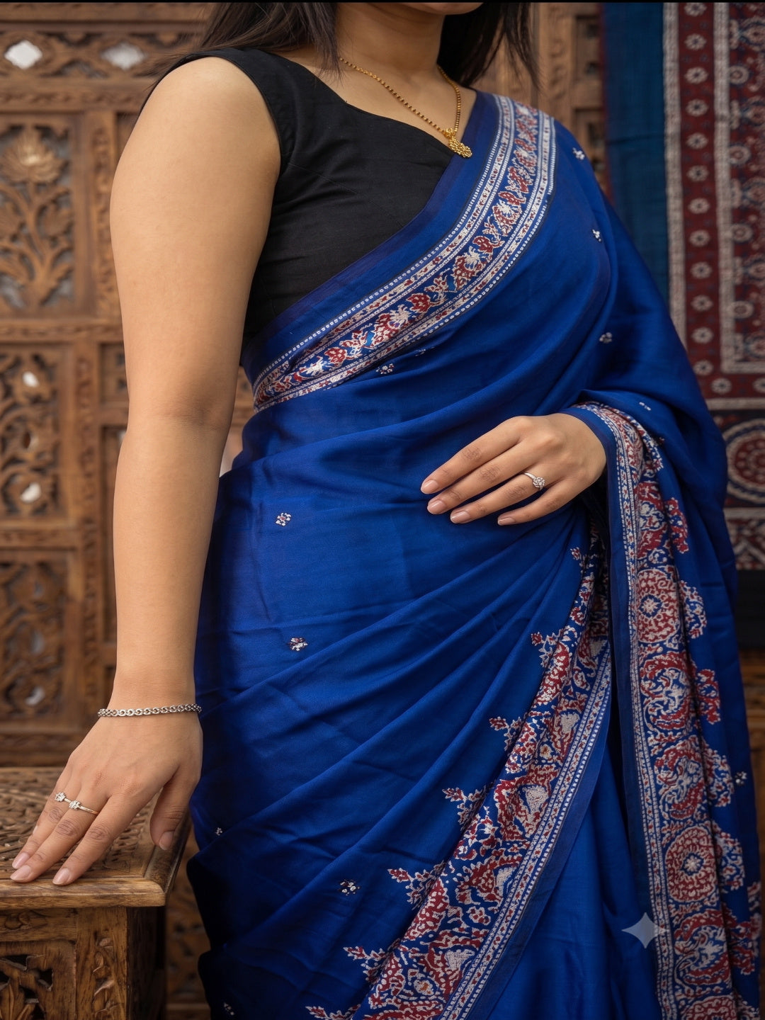 Soft Heavy Mall Cotton Blue Silk Sarees