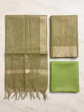 Banarsi tissue 3 pc unstitched dress material  Zari weaving border