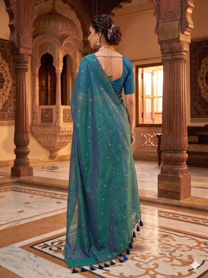 Pure soft Raga Tissue cotton Peacock&nbsp;Sequin Saree