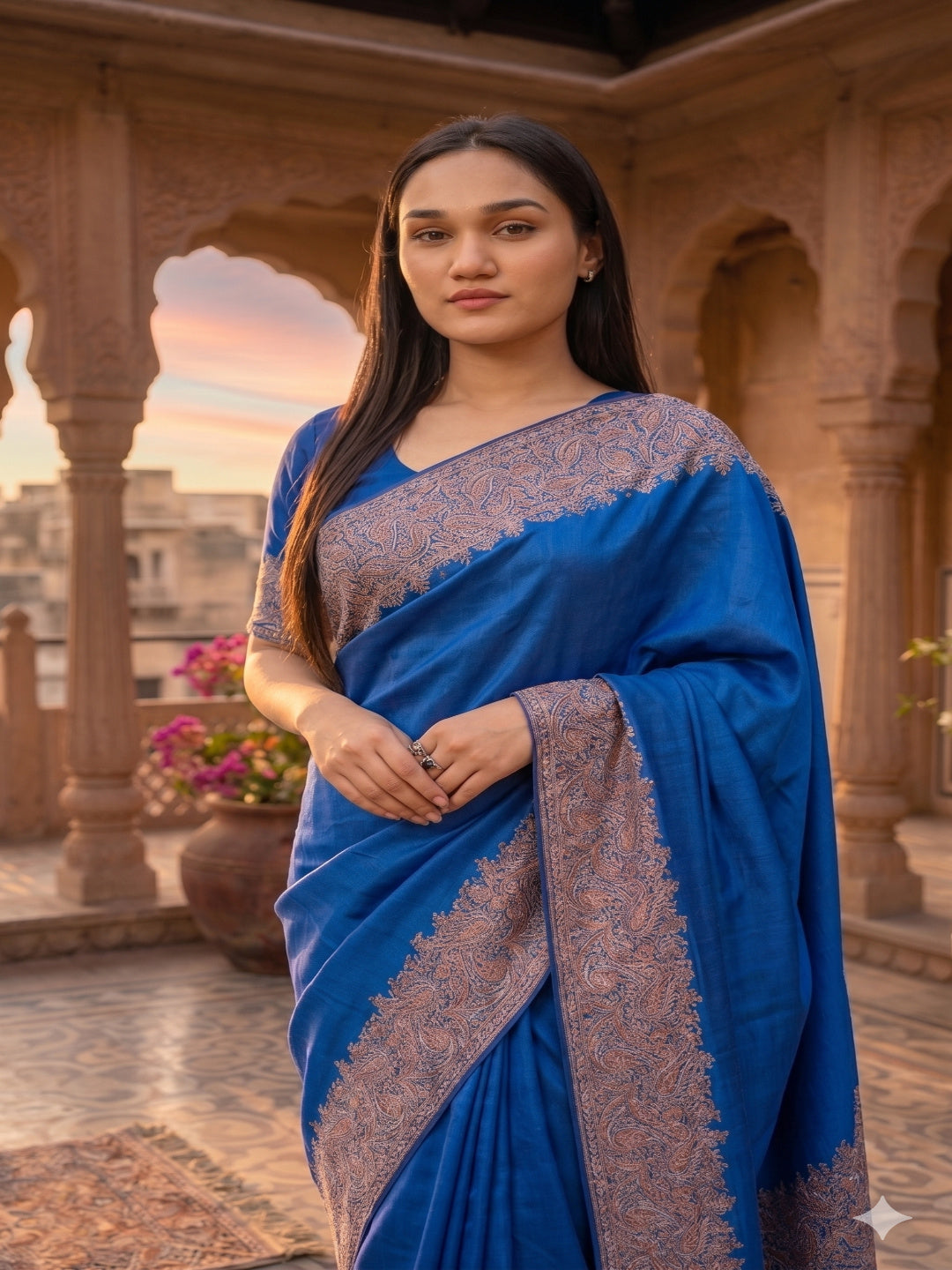 Soft Heavy Mall Cotton Blue &amp; Pink Silk Sarees&nbsp;