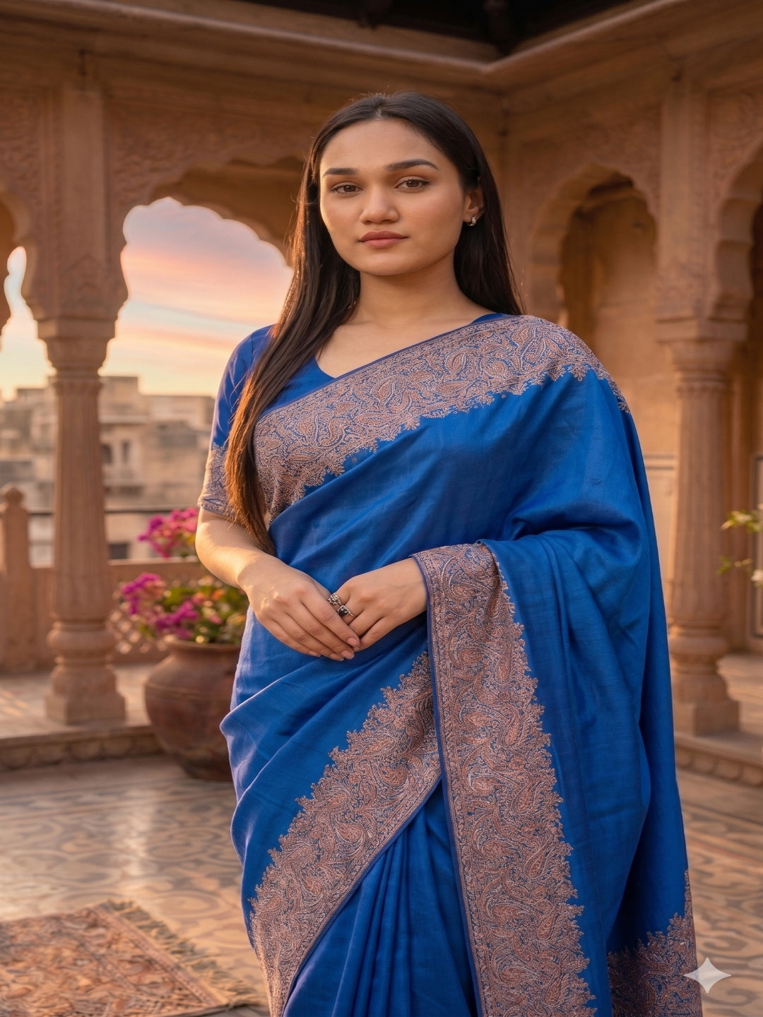 Soft Heavy Mall Cotton Blue &amp; Pink Silk Sarees&nbsp;