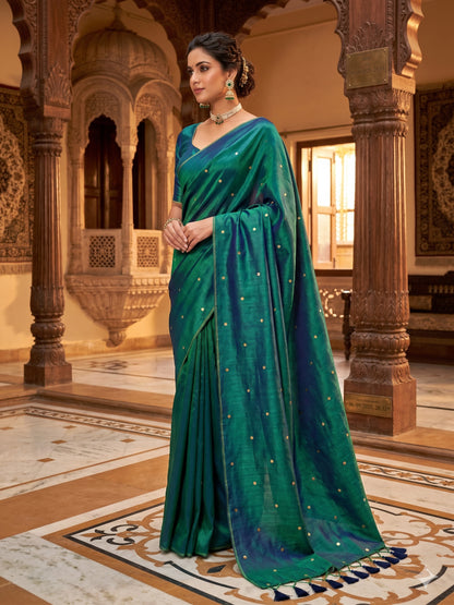Pure soft Raga Tissue cotton Peacock&nbsp;Sequin Saree
