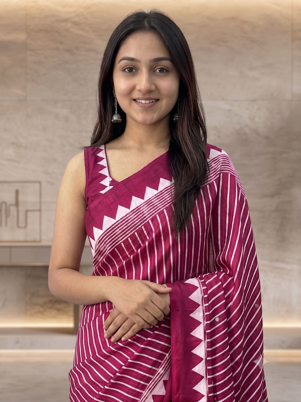 Soft Heavy Mall Cotton Pink & White Silk Sarees