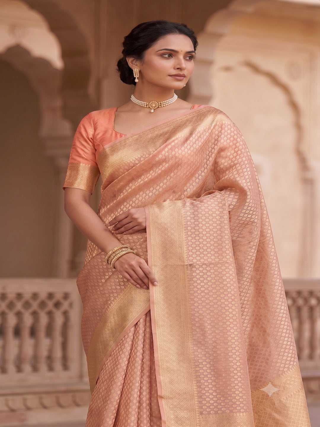 Woven Design Zari Organza Silk Saree