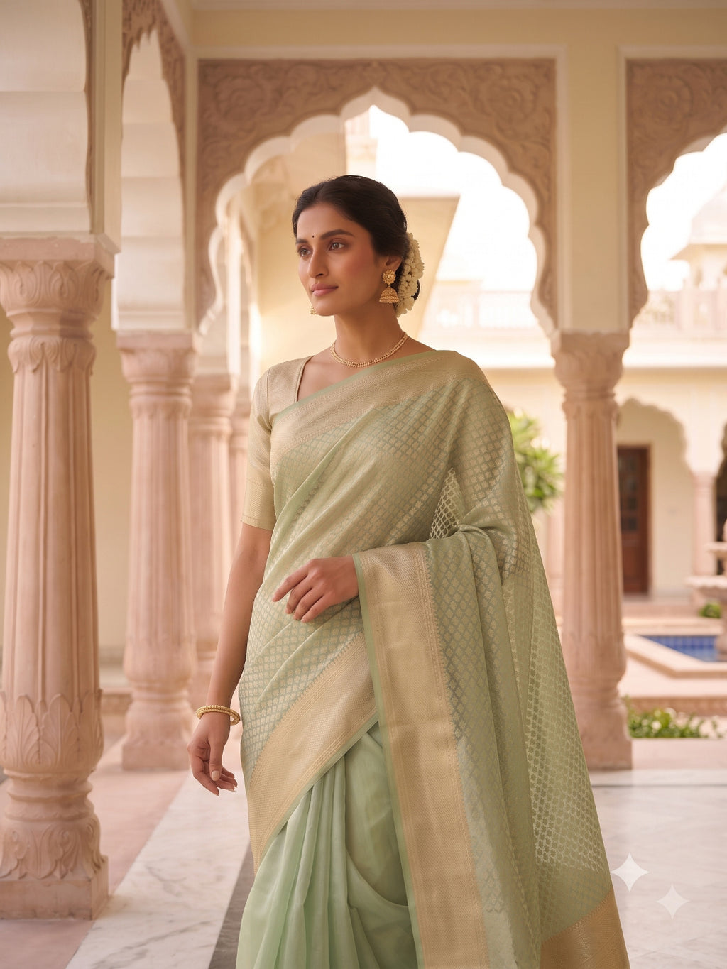 Woven Design Zari Organza Silk Saree