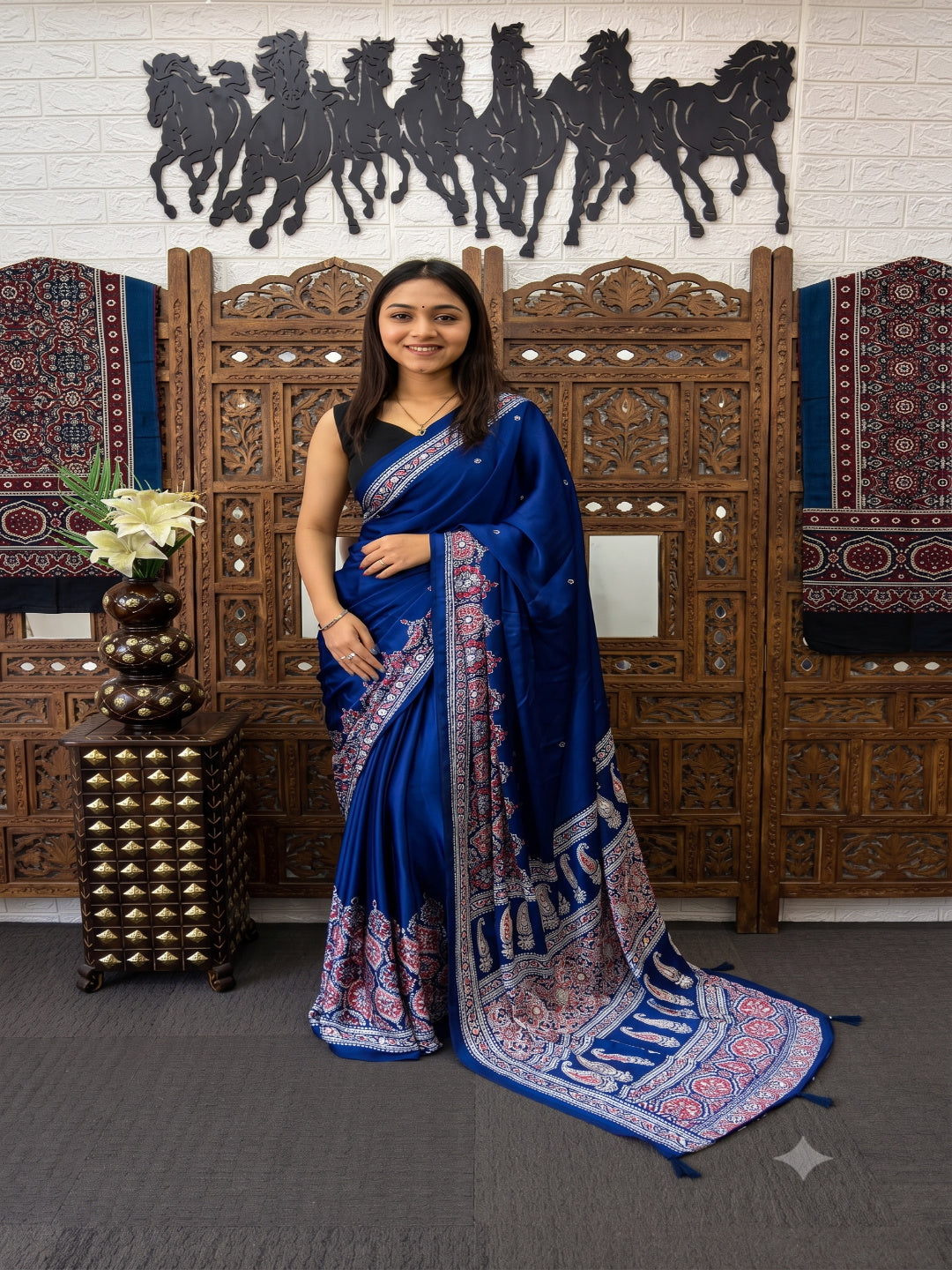 Soft Heavy Mall Cotton Blue Silk Sarees