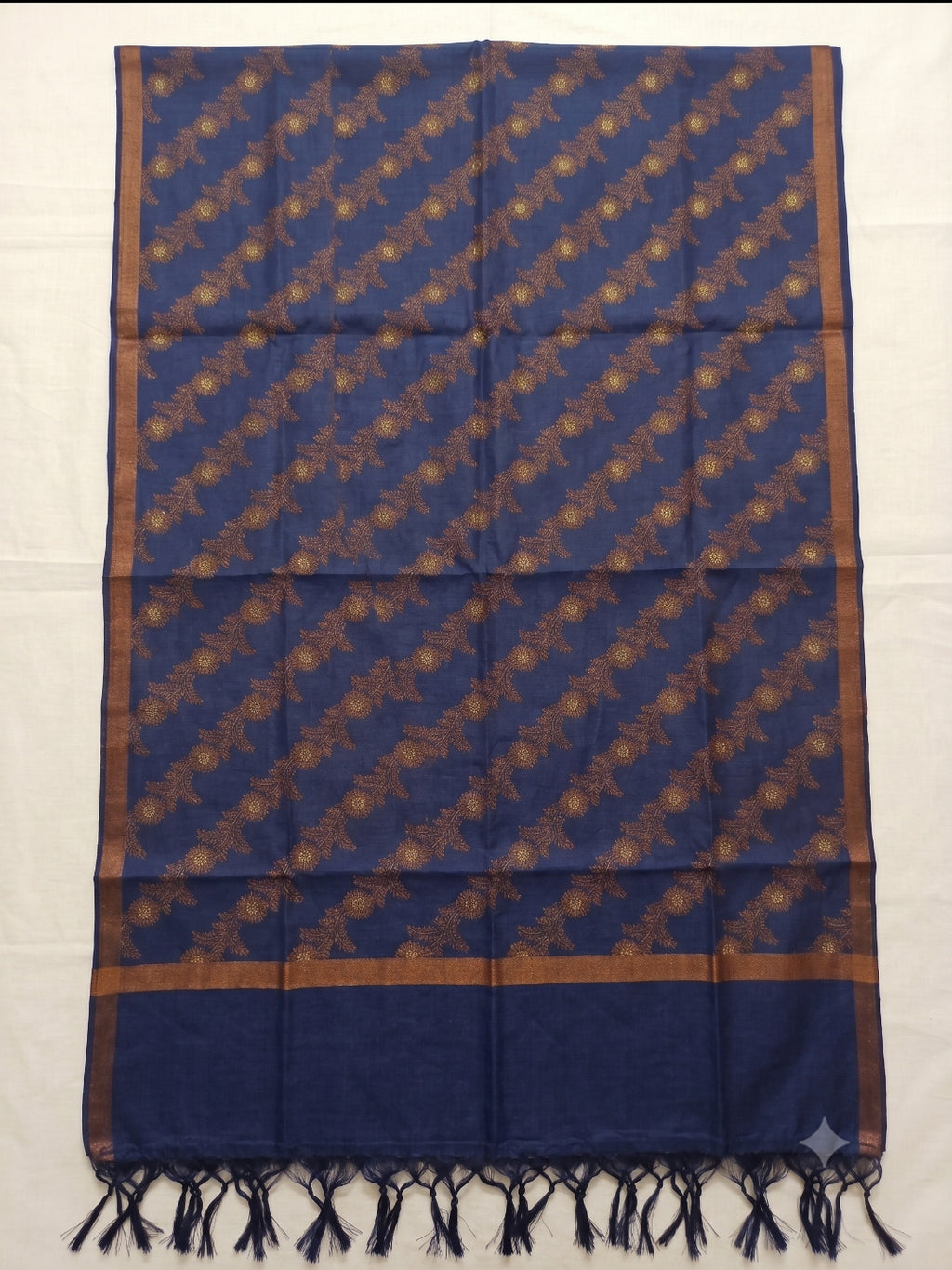 Navy Blue Banarsi Cotton Silk 3 pc unstitched dress material Suit