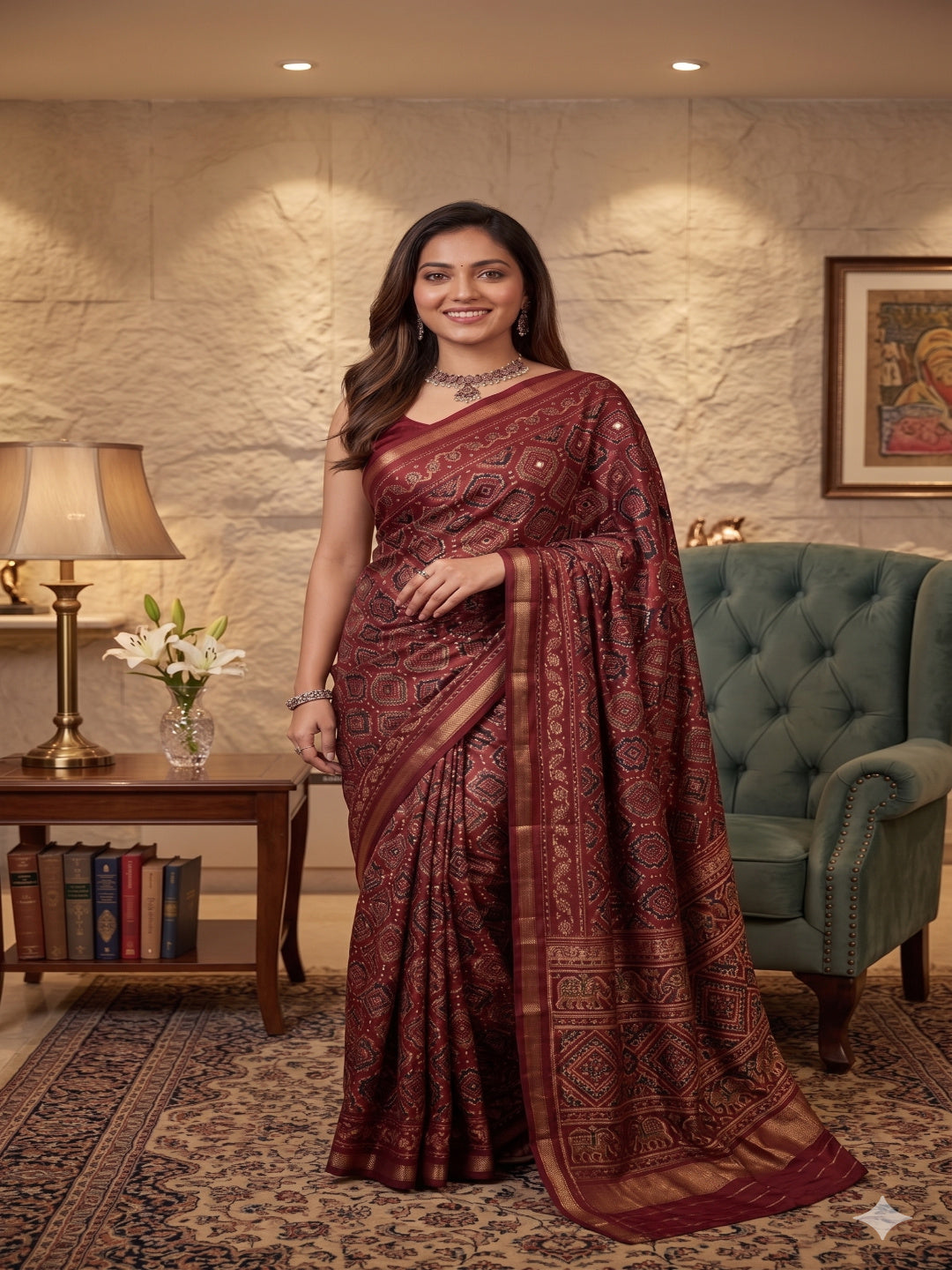 Soft Heavy Mall Cotton Silk Saree & Mirror Aari Work