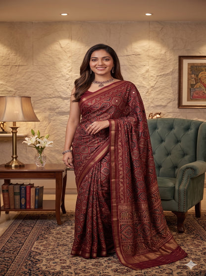 Soft Heavy Mall Cotton Silk Saree & Mirror Aari Work