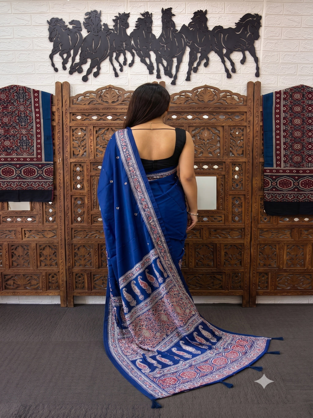 Soft Heavy Mall Cotton Blue Silk Sarees