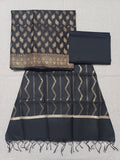 Black Banarsi Cotton Silk 3 pc unstitched dress material Suit