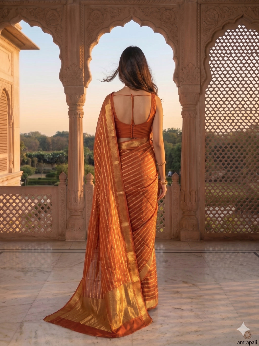 Cotton Silk Striped Zari Work Unstitched Blouse