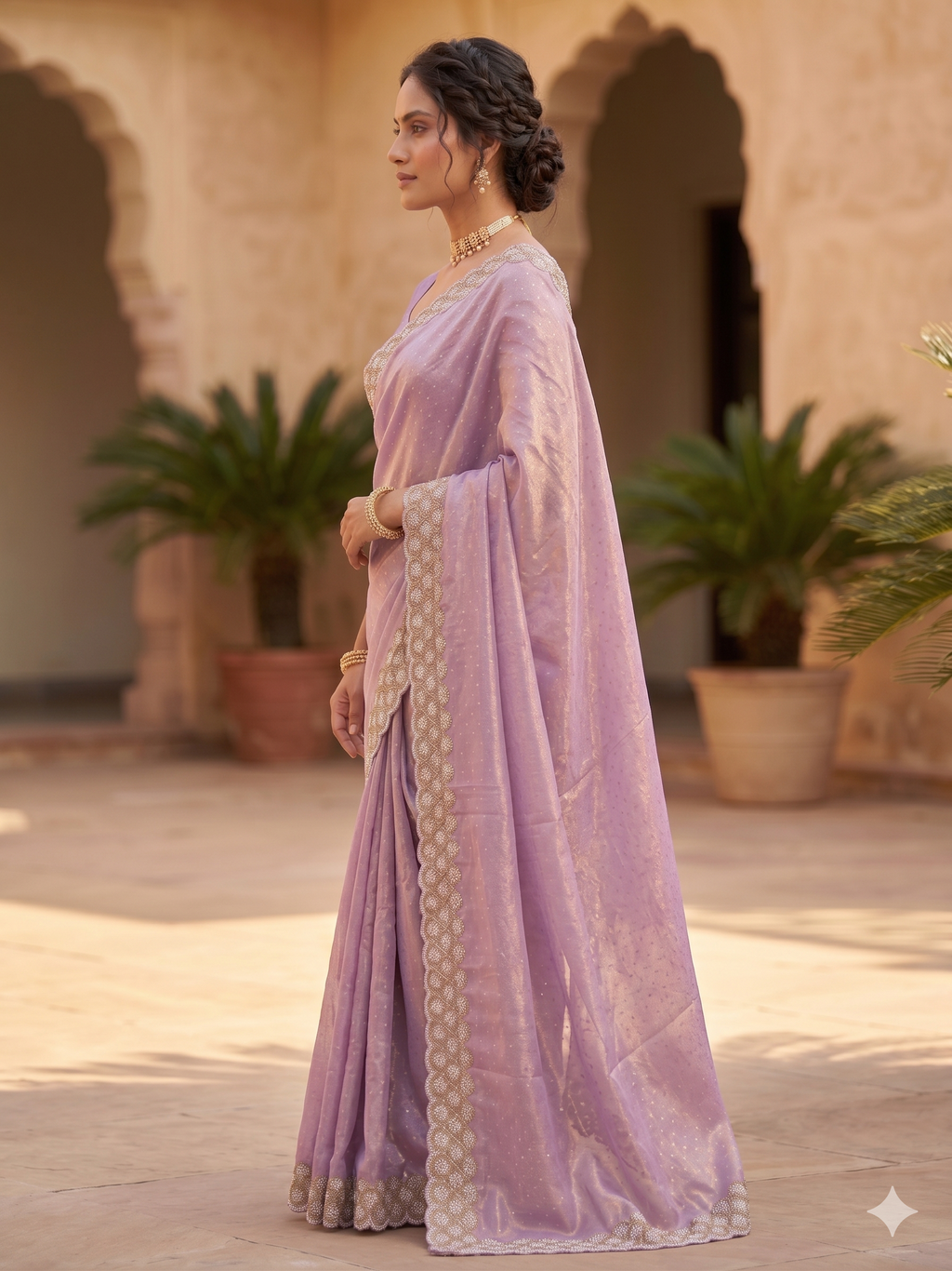 Space Silk with Jarkhan Work Swarovski Work Unstitched Blouse