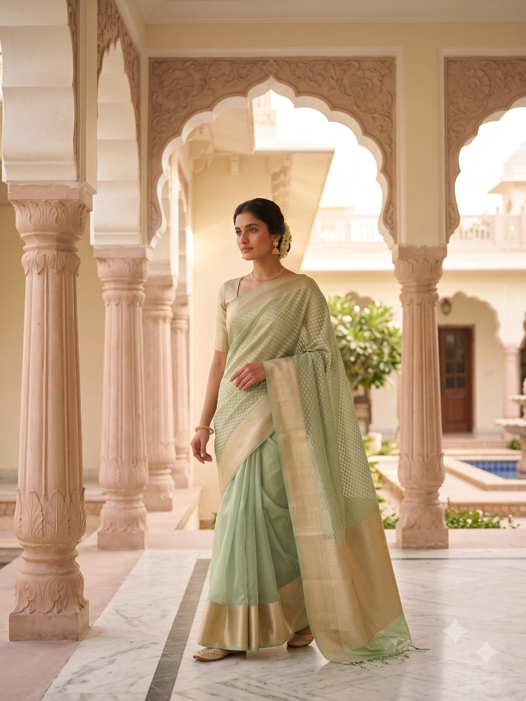 Woven Design Zari Organza Silk Saree