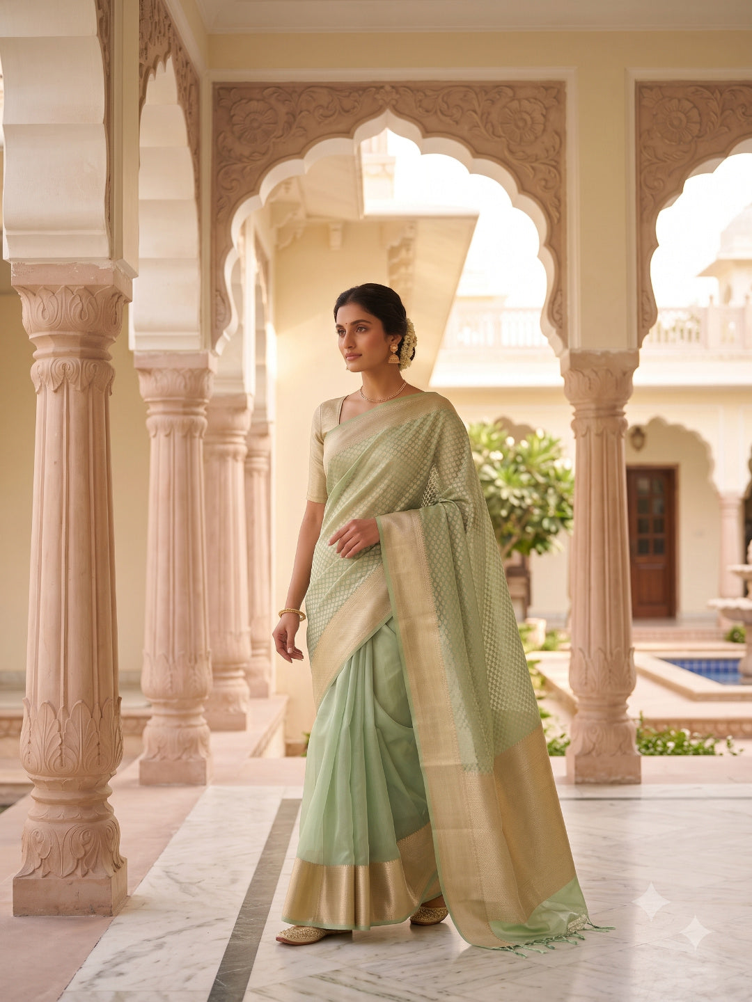 Woven Design Zari Organza Silk Saree