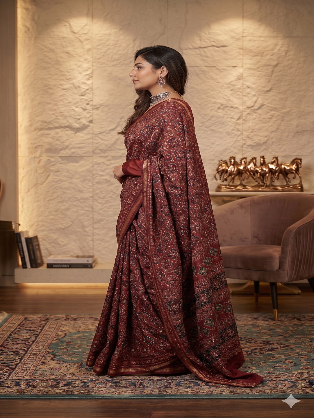 Soft Heavy Mall Cotton Silk Saree & Mirror Aari Work