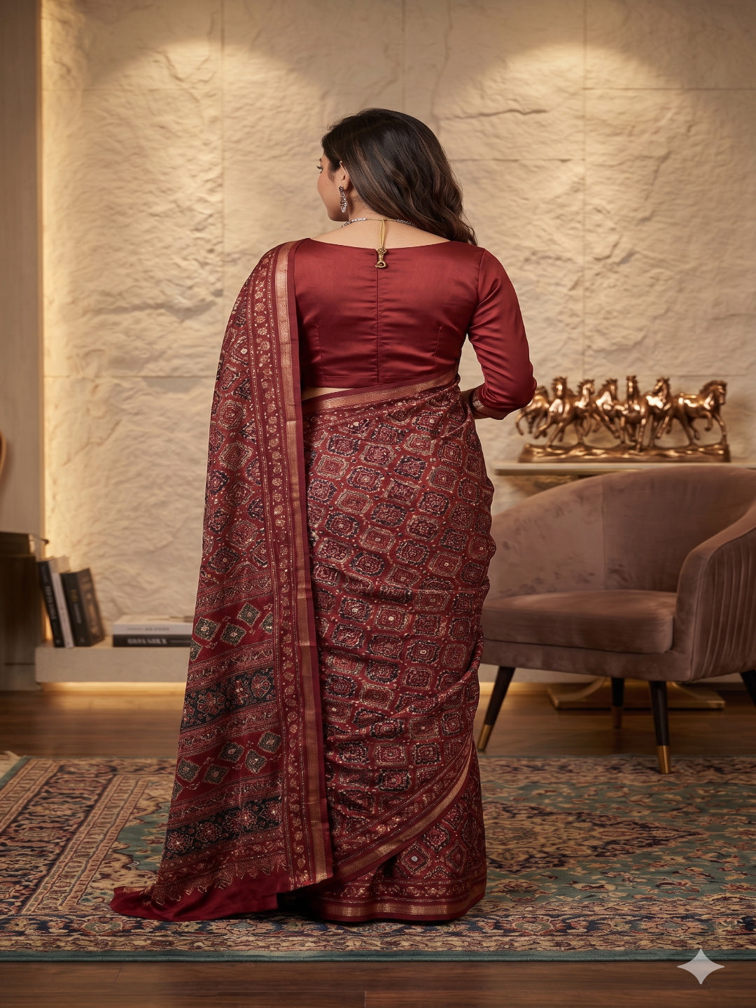 Soft Heavy Mall Cotton Silk Saree & Mirror Aari Work