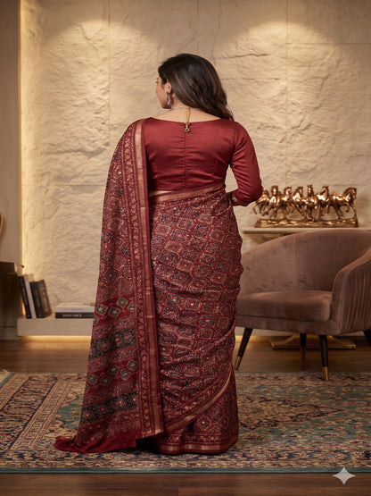 Soft Heavy Mall Cotton Silk Saree & Mirror Aari Work