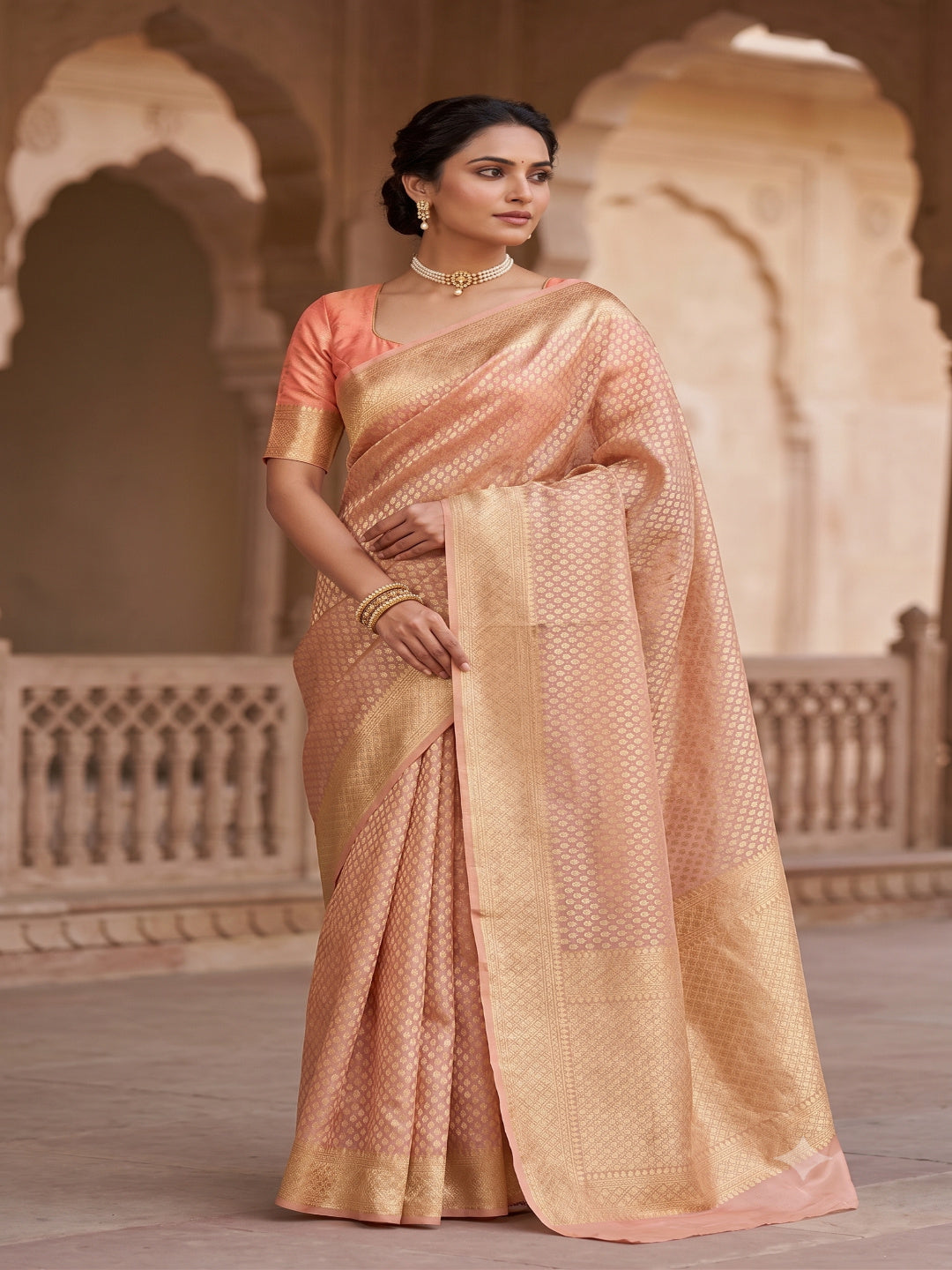 Woven Design Zari Organza Silk Saree