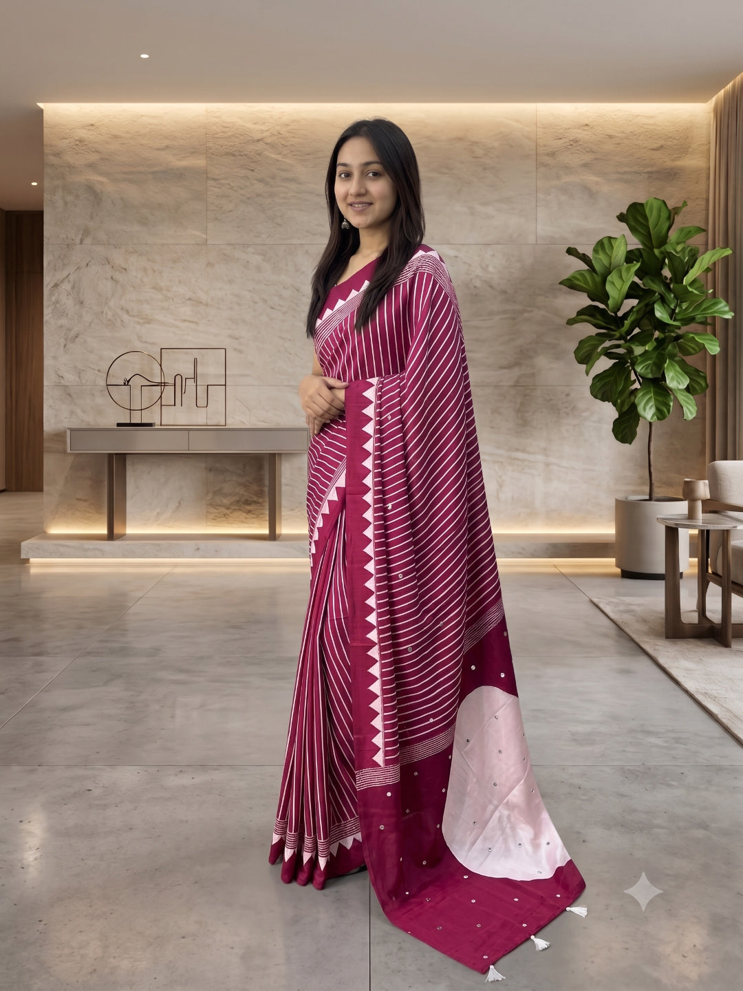 Soft Heavy Mall Cotton Pink & White Silk Sarees