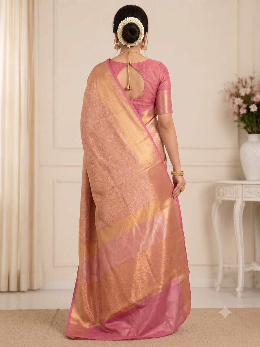 Silk Sari/Saree Tissue silk Style Festive Partywear Unstitched Blouse pc