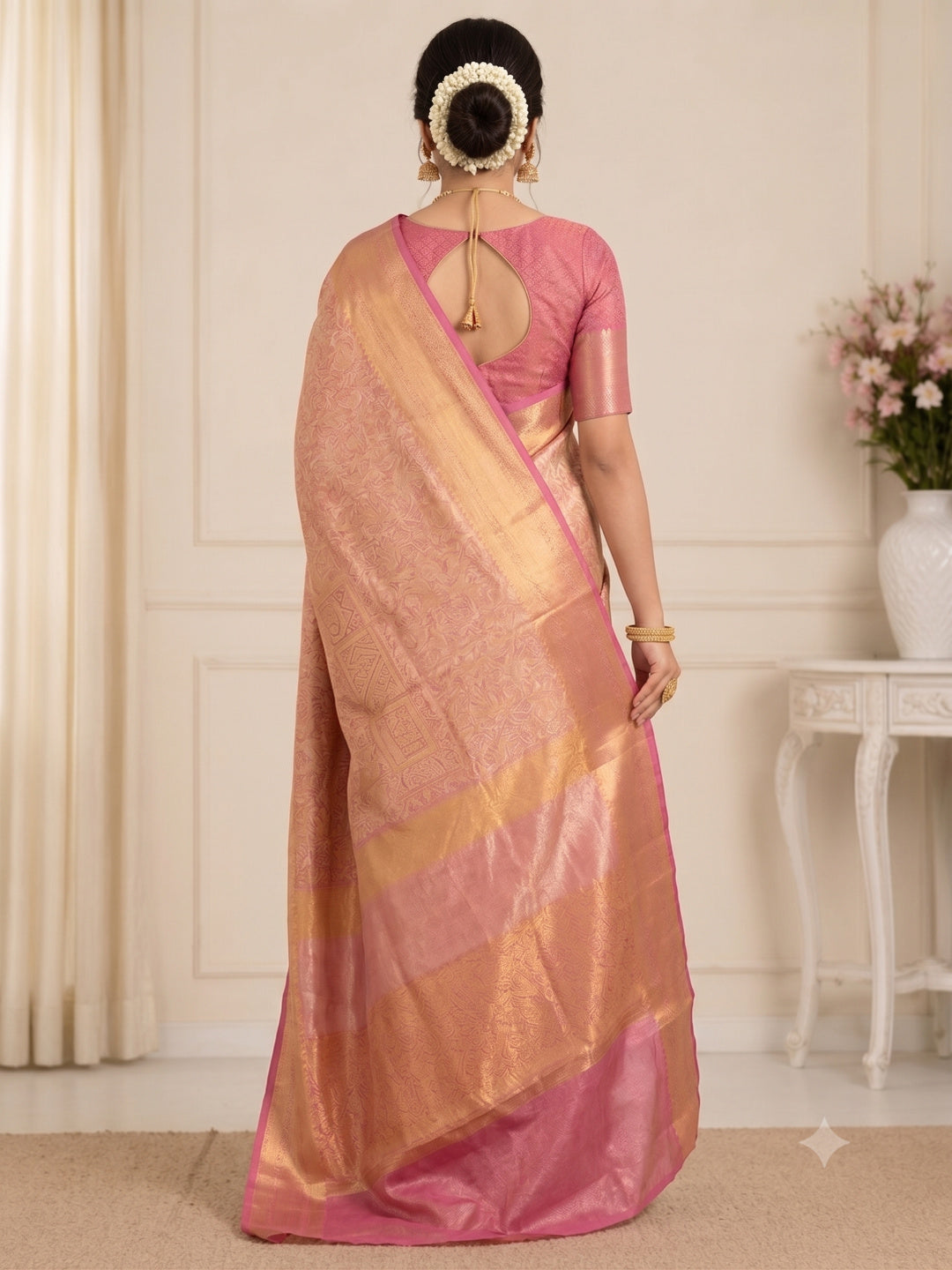 Silk Sari/Saree Tissue silk Style Festive Partywear Unstitched Blouse pc