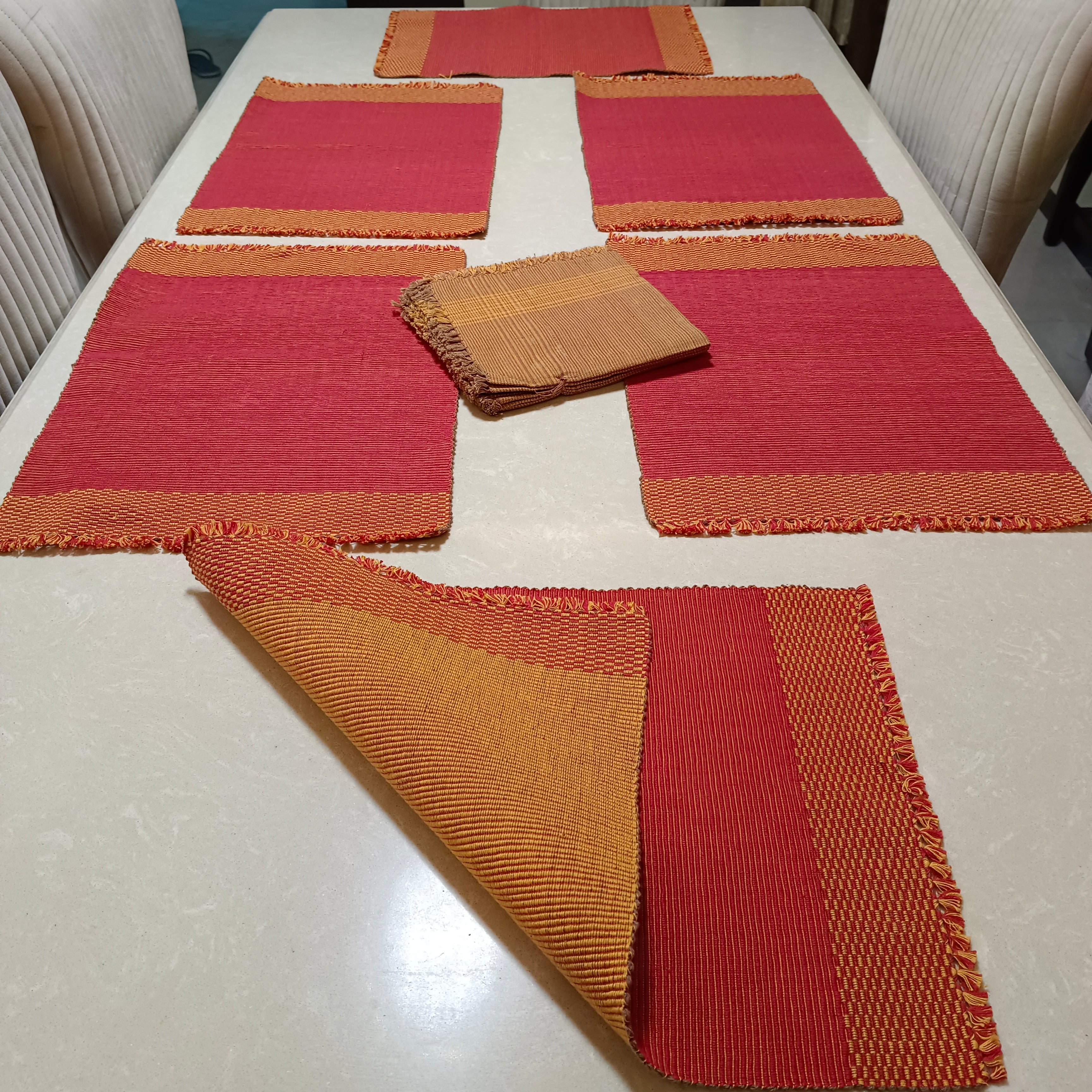 Pure Cotton Table Napkin Placemats Reversible Table Mats 12 Pc Set
