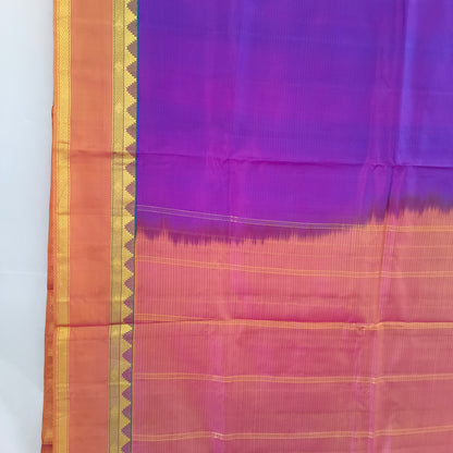 Saree Pure silk purple violet Golden Sari wedding partywear kanjivaram style