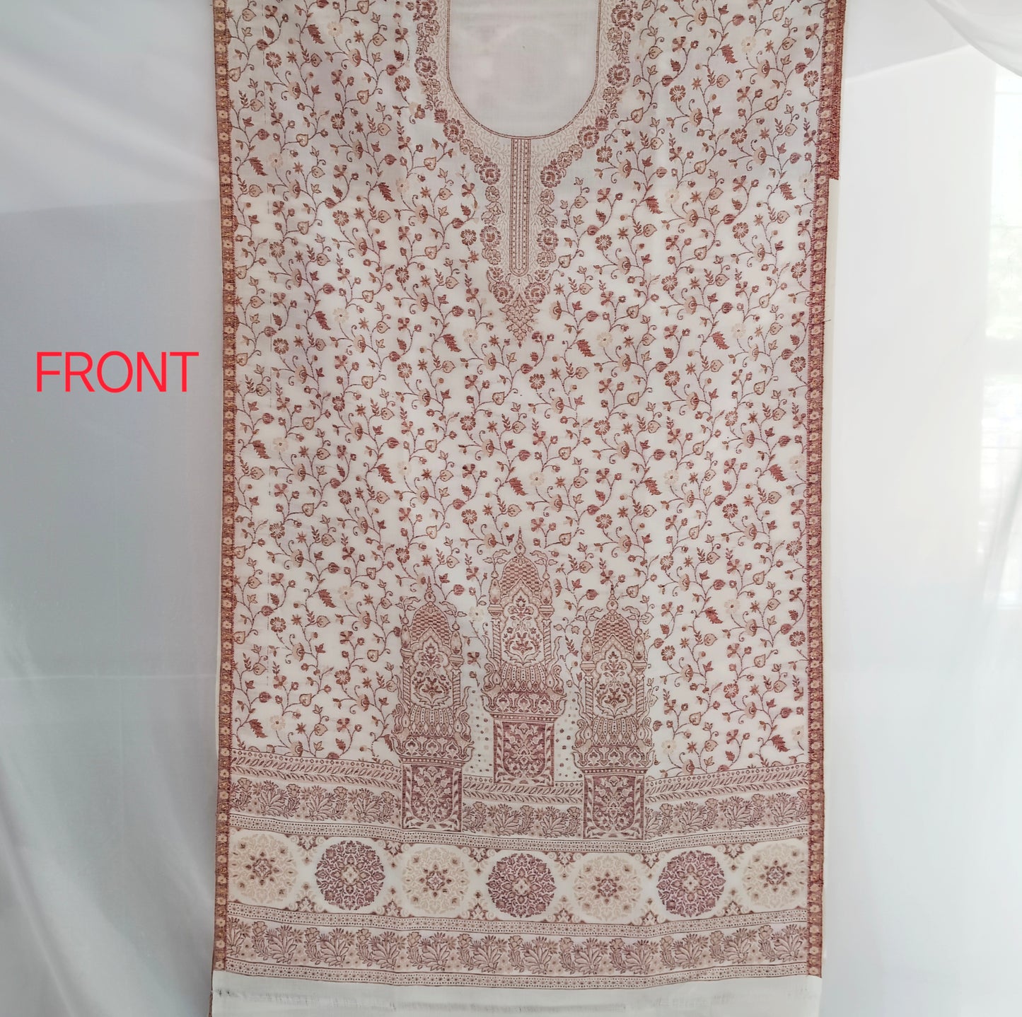 Traditional Unstitched Zari Suit For Women  - Ivory Indian Silk | Premium Silk