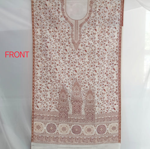 Traditional kashmiri Unstitched Zari Suit For Women  - Ivory