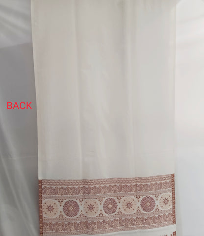 Traditional Unstitched Zari Suit For Women  - Ivory Indian Silk | Premium Silk