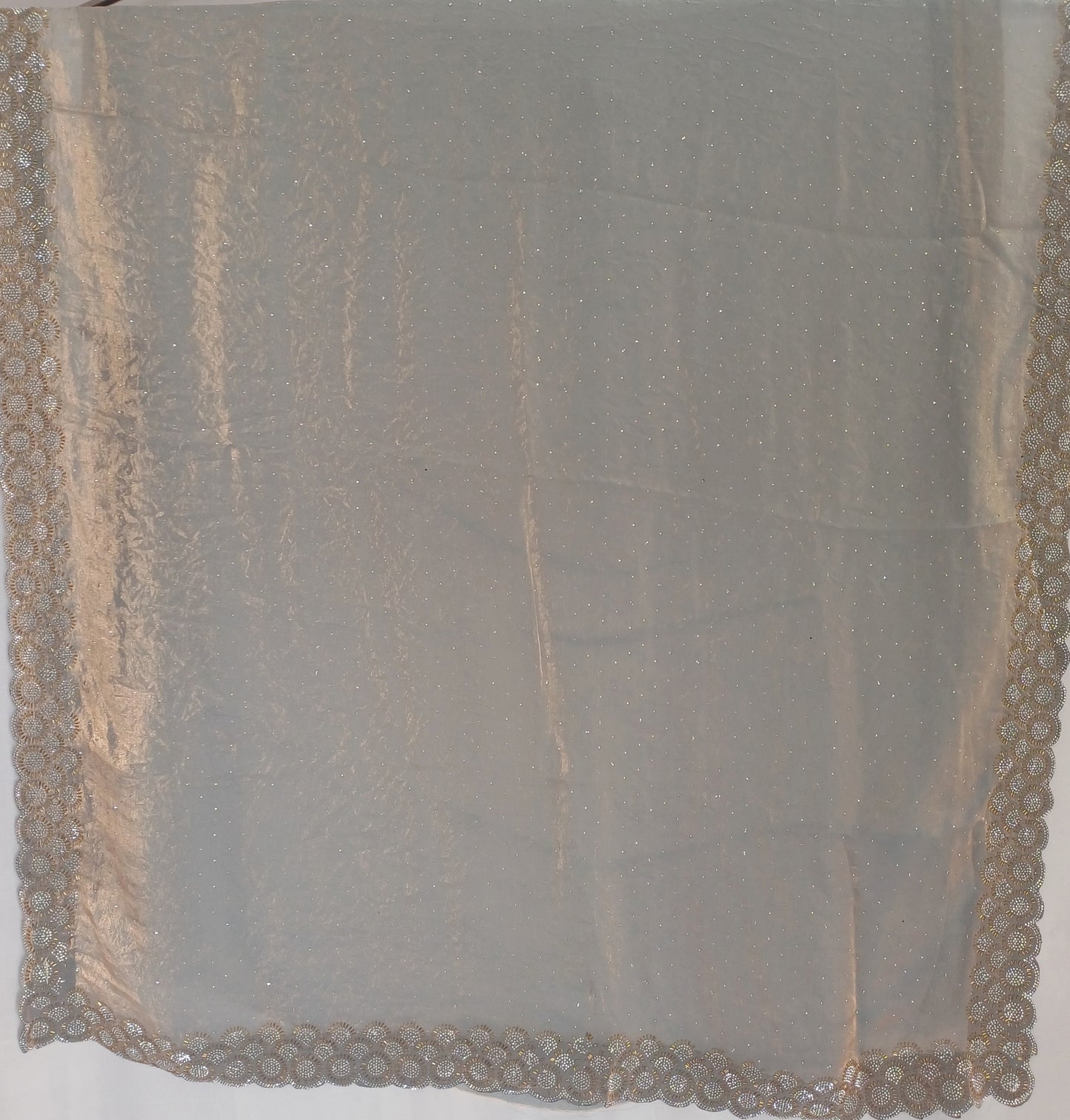 Grey & Golden Shimmer Silk Cut dana and swarovski work/unstitched blouse