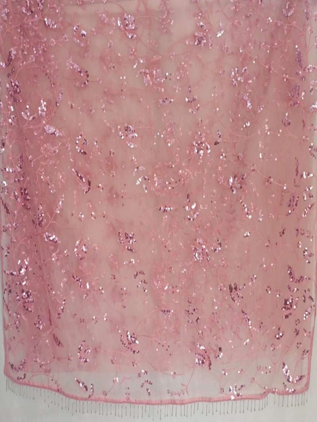 Soft Net Onion Pink Sequence Saree with Unsticthed Blouse