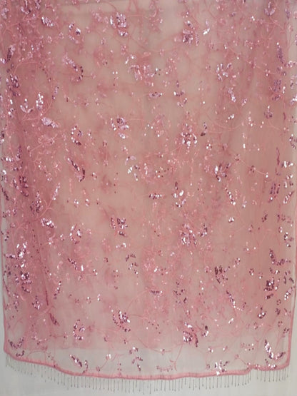 Soft Net Onion Pink Sequence Saree with Unsticthed Blouse