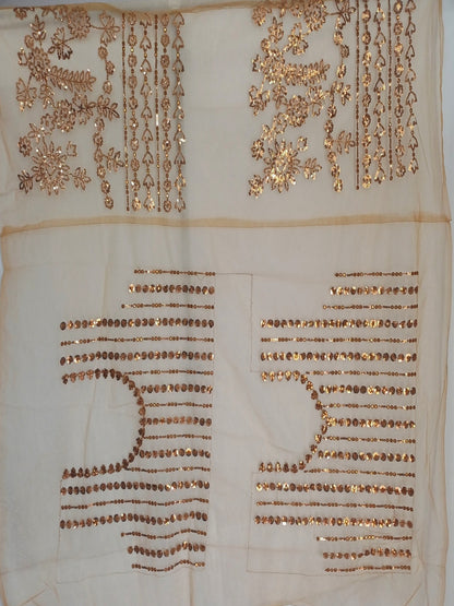 Soft Net Brown Copper Sequence Saree with Unsticthed Blouse