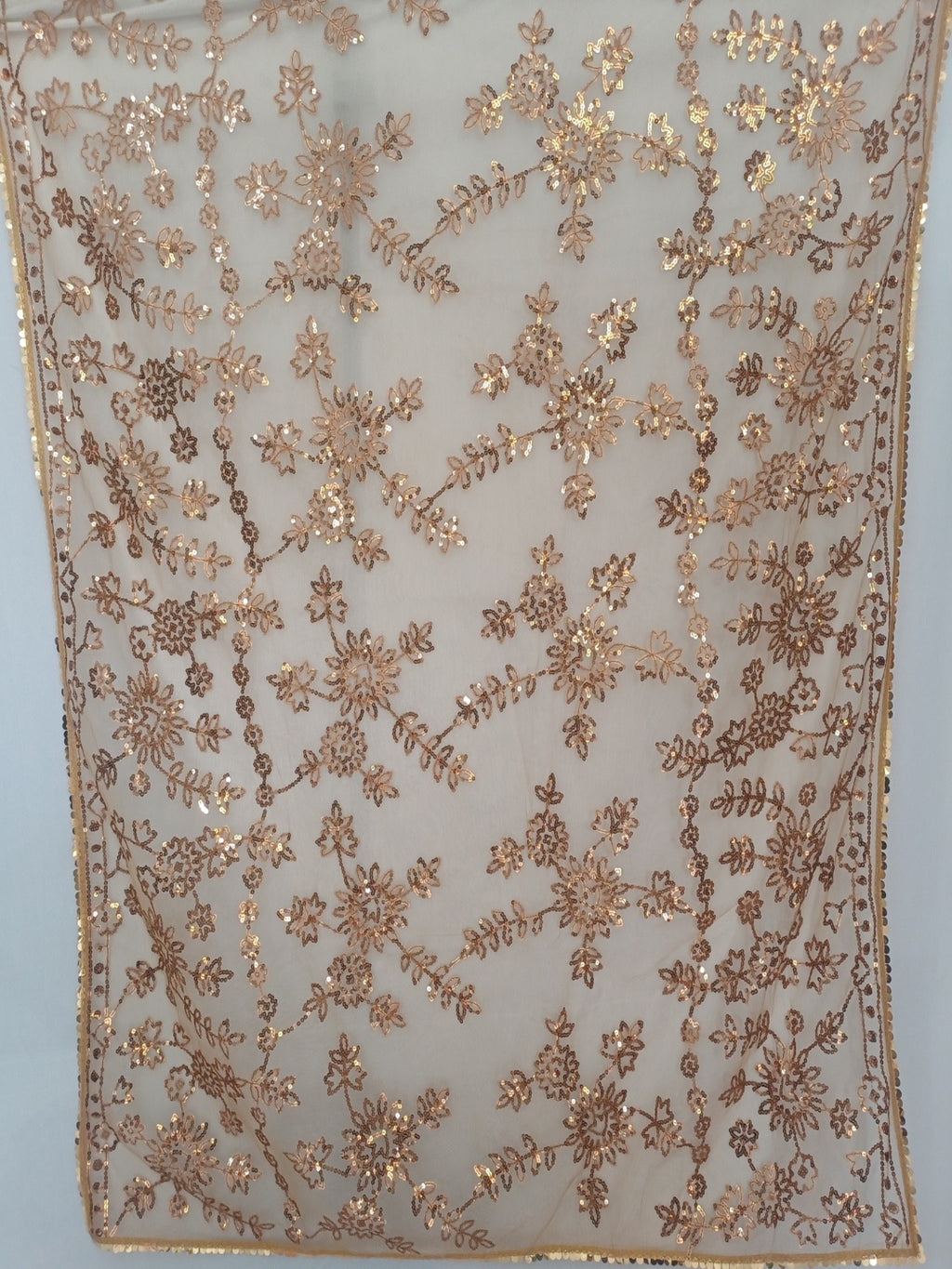 Soft Net Brown Copper Sequence Saree with Unsticthed Blouse