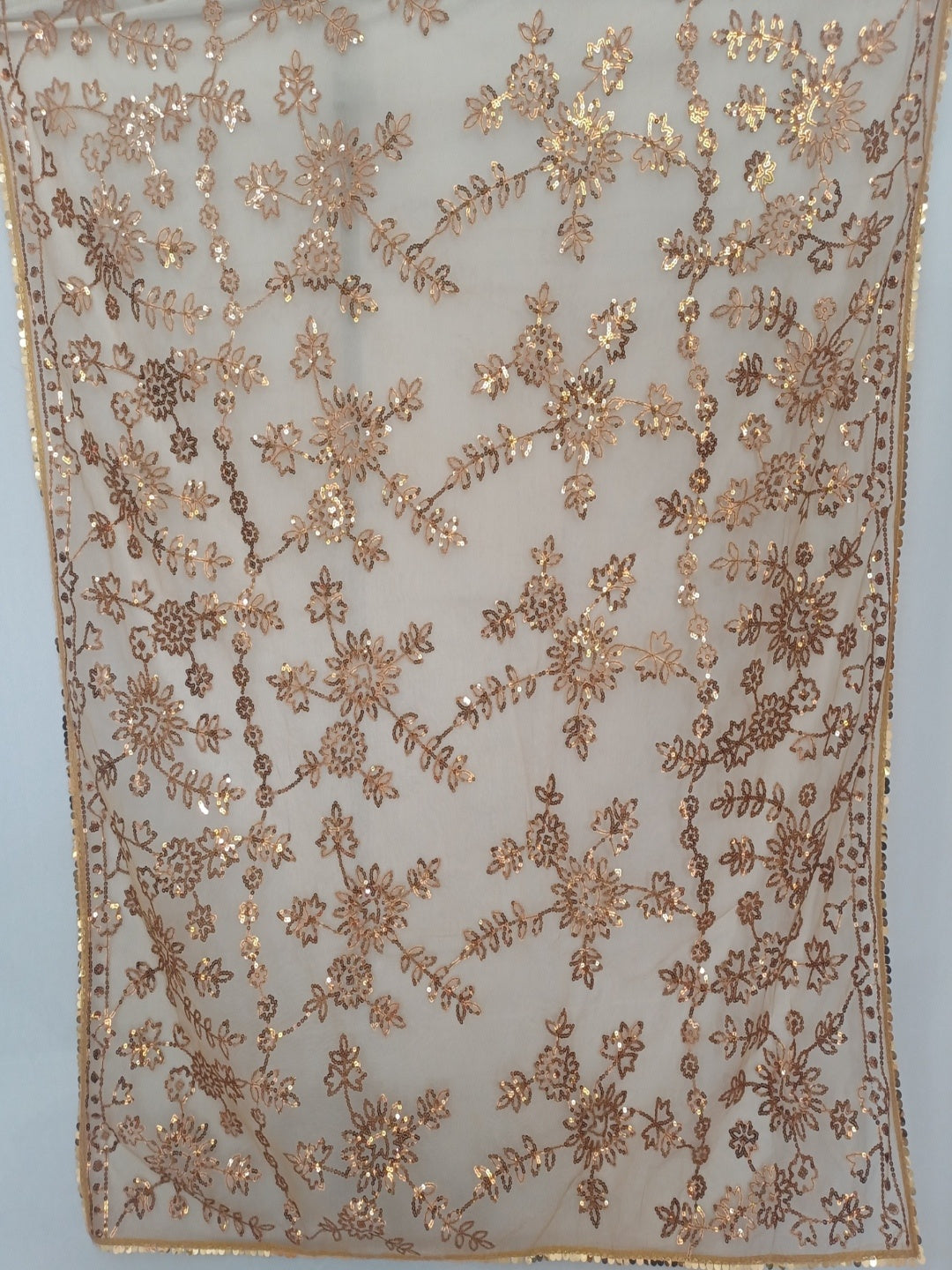 Soft Net Brown Copper Sequence Saree with Unsticthed Blouse