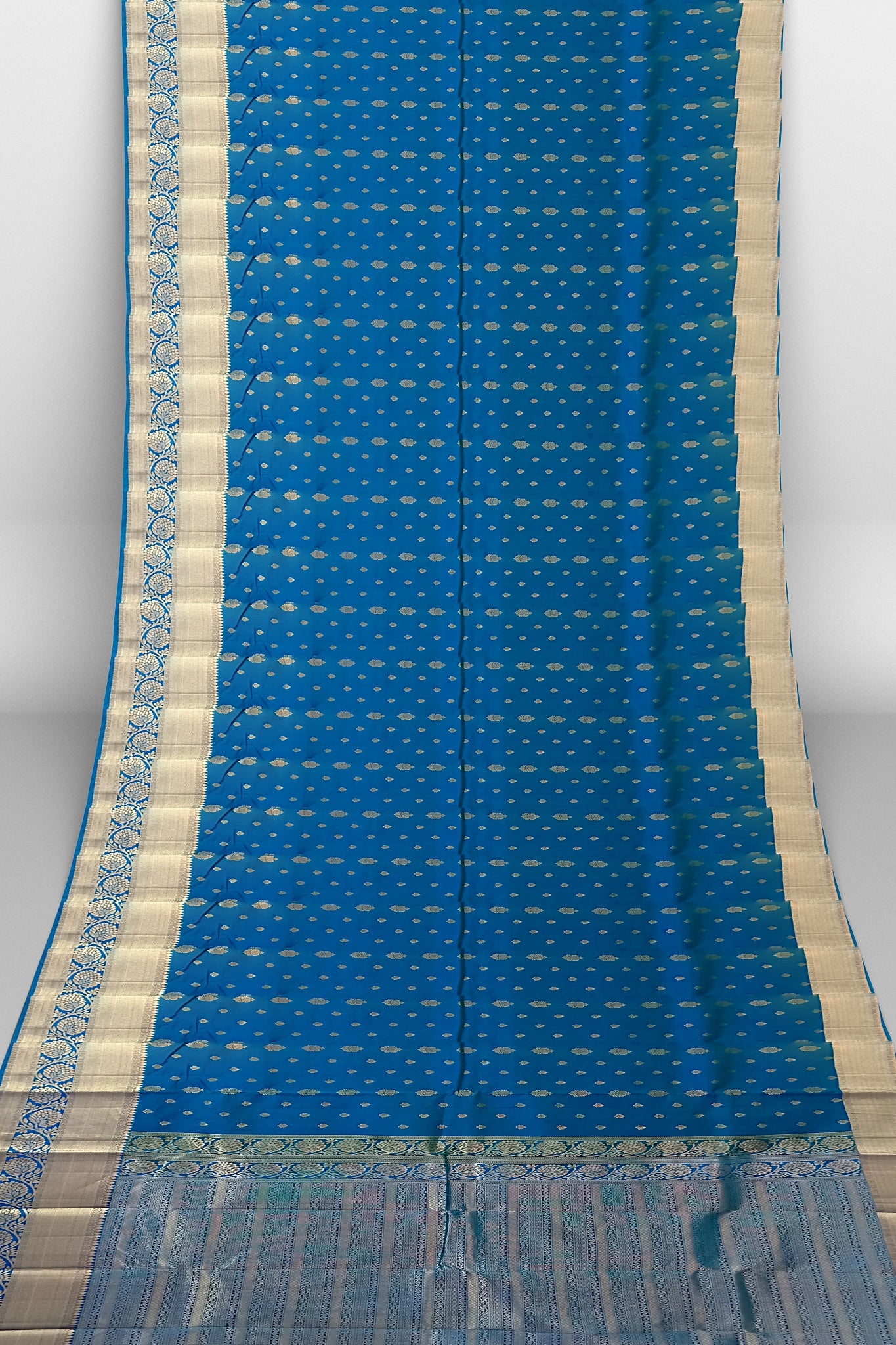 Saree Kanjivaram Pure silk Blue Sari wedding partywear