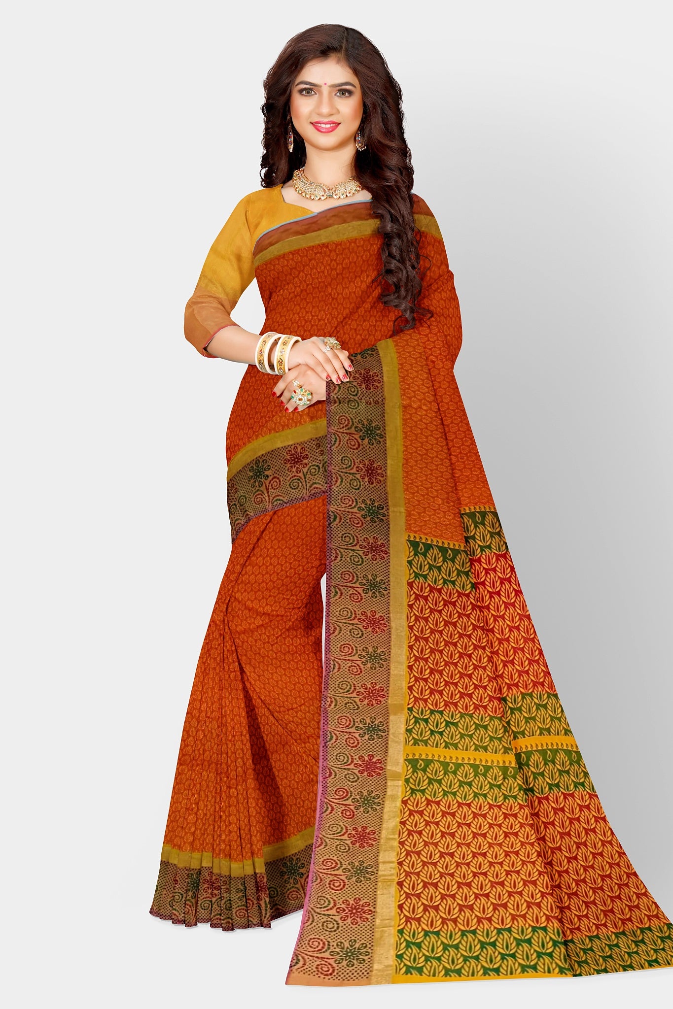 South Cotton Saree Printed Sari Indian Pakistani Casual wear