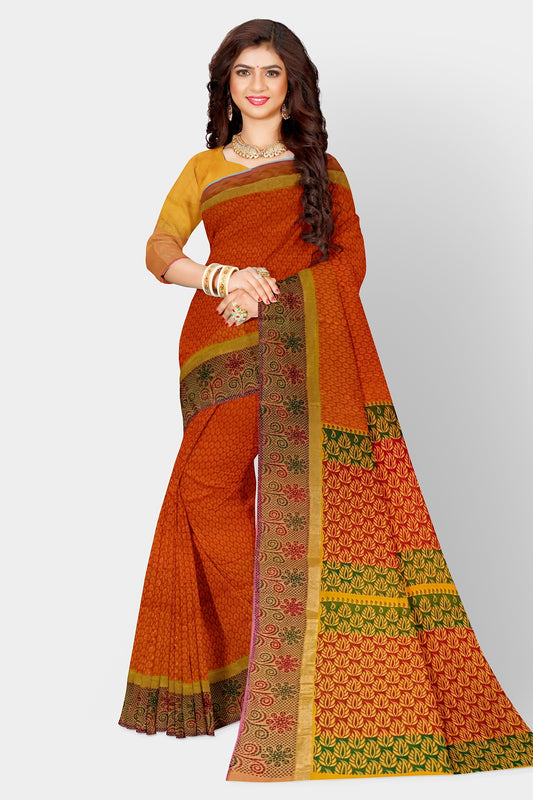 South Cotton Saree Printed Sari Indian Casual wear