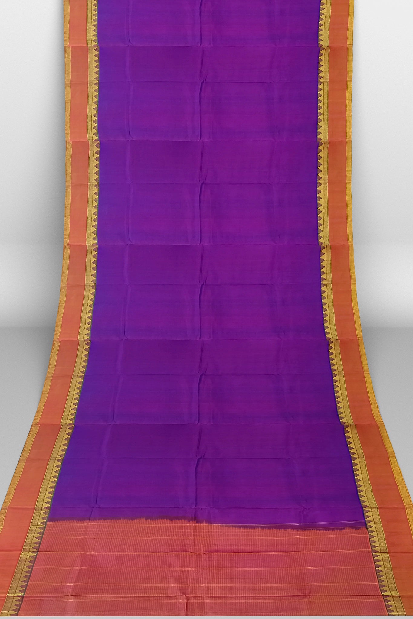Saree Pure silk purple violet Golden Sari wedding partywear kanjivaram style