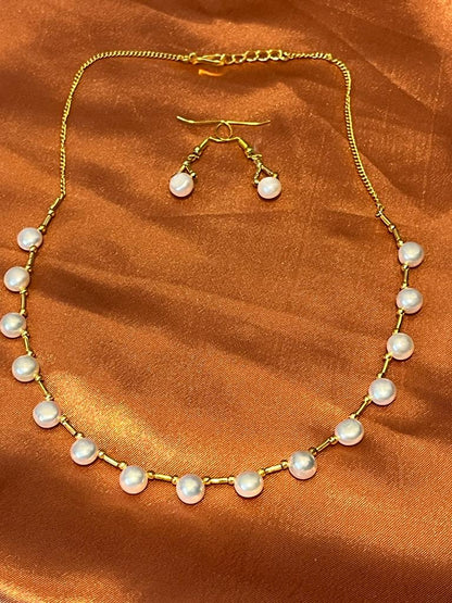 Pearl Necklace with earrings Moderna - Golden