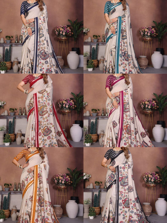 Kalamkari Printed Mul Cotton Saree