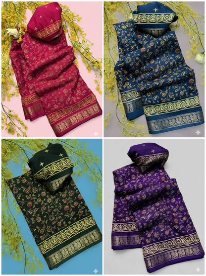 Mul Mul Cotton Silk Saree With Kalamkari Design