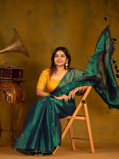 Pure soft Raga Tissue cotton Peacock&nbsp;Sequin Saree