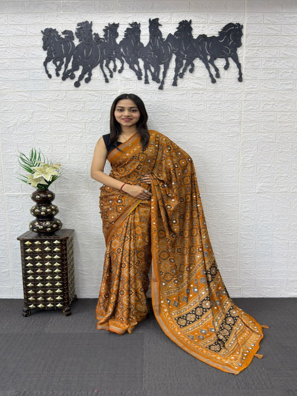 Soft Heavy Mall Cotton Mustard Sarees